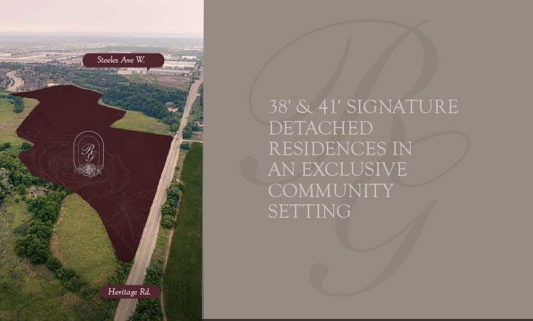 Rosemont Grove aerial site plan at Heritage Rd. and Steeles Ave. W. in Brampton